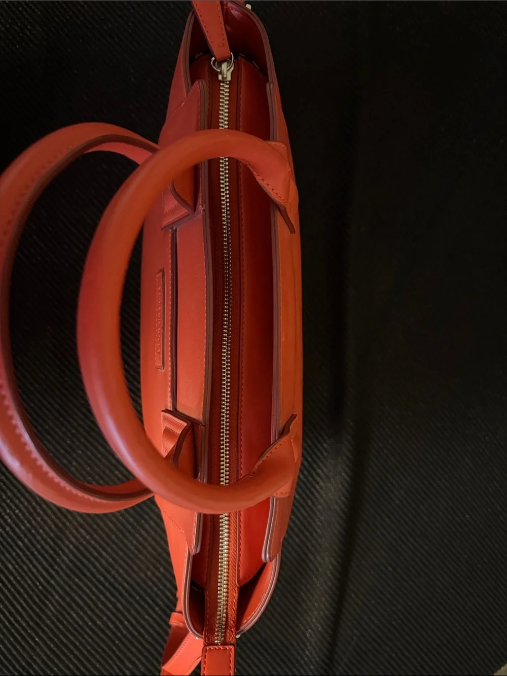 Orange Vegan Leather Tote Handbag -